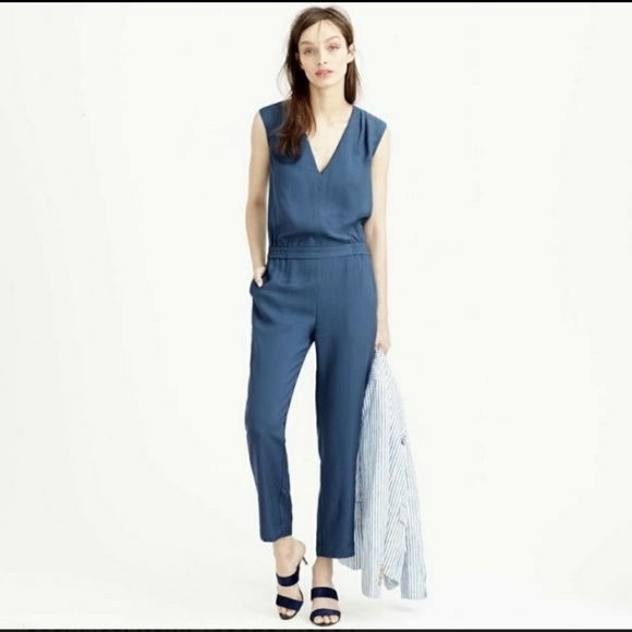 J. Crew Pants - J. Crew Sleeveless Drapey Oxford Crepe Jumpsuit size 4